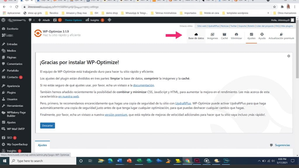 Optimizar sitio con WPOptimize